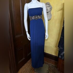 Tart navy beaded strapless maxi dress size small